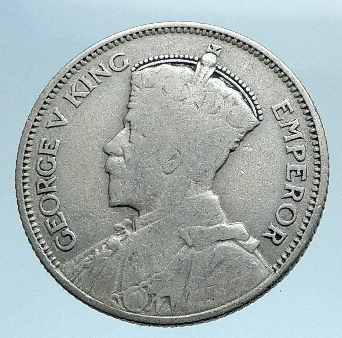 1934 FIJI UK King GEORGE V Outrigger Canoe Genuine Silver Shilling Coin i77766