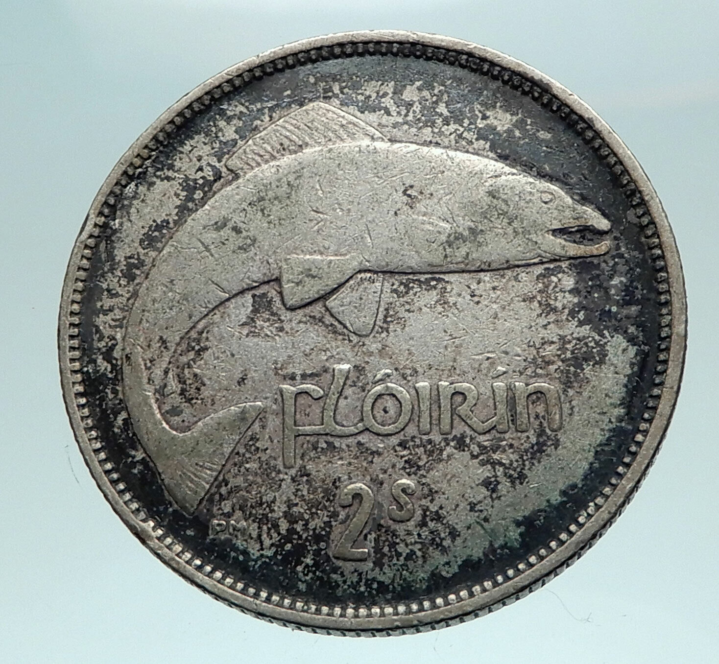 1941 IRELAND w HORSE LYRE HARP Vintage Genuine Silver Florin IRISH Coin i82527