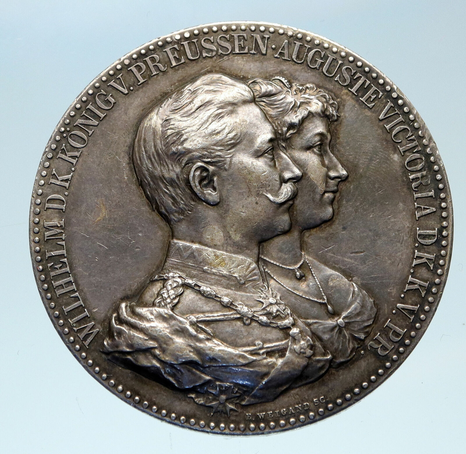 1859-1941 WILHELM II & AUGUSTA VICTORIA of PRUSSIA & GERMANY Silver Medal i82728