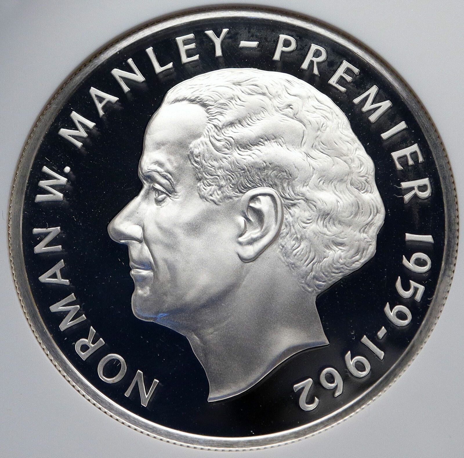 1974 JAMAICA Premier Norman W Manley VINTAGE OLD Proof Silver $5 Coin NGC i85236