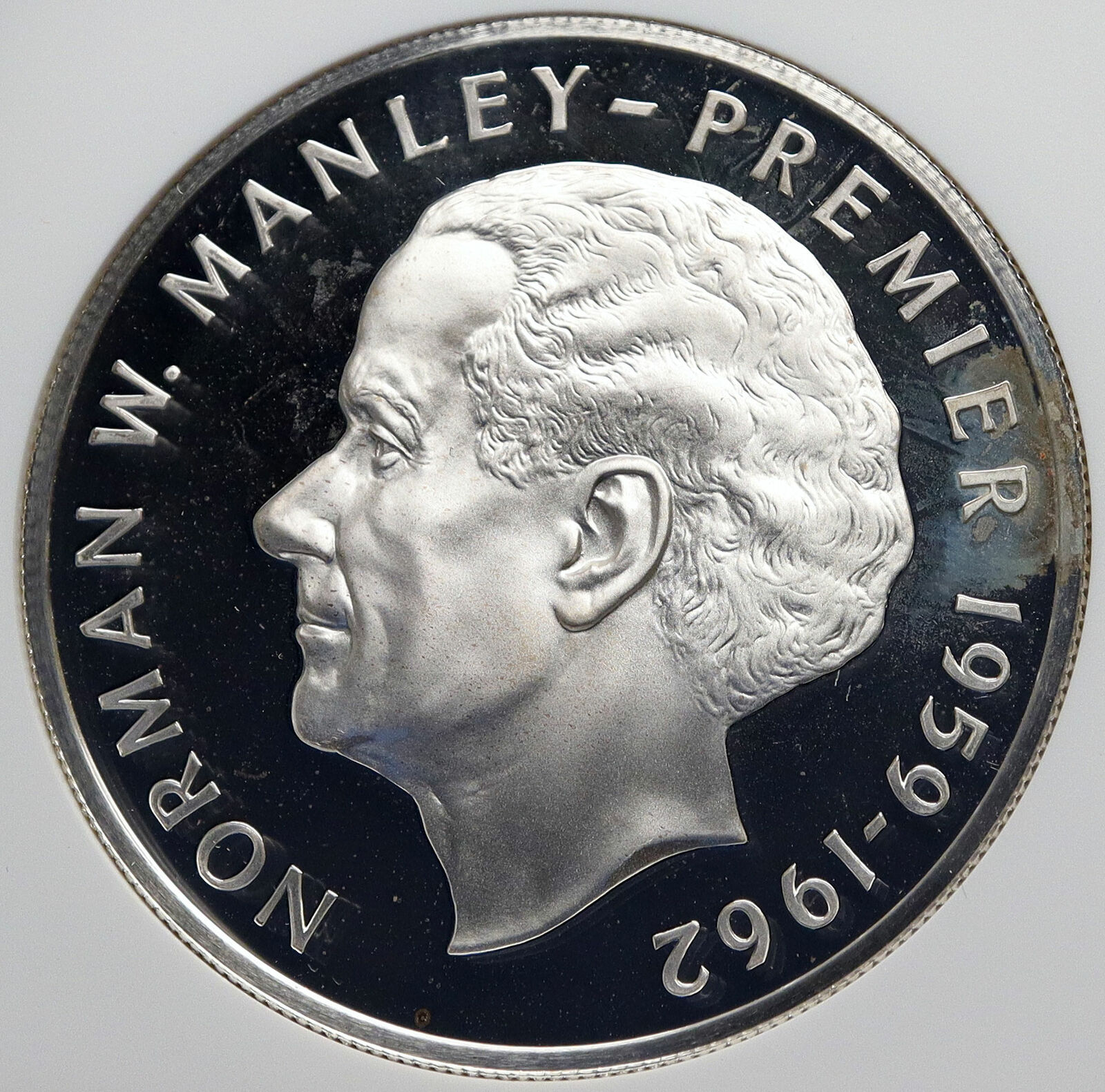 1974 JAMAICA Premier Norman W Manley VINTAGE OLD Proof Silver $5 Coin NGC i85377