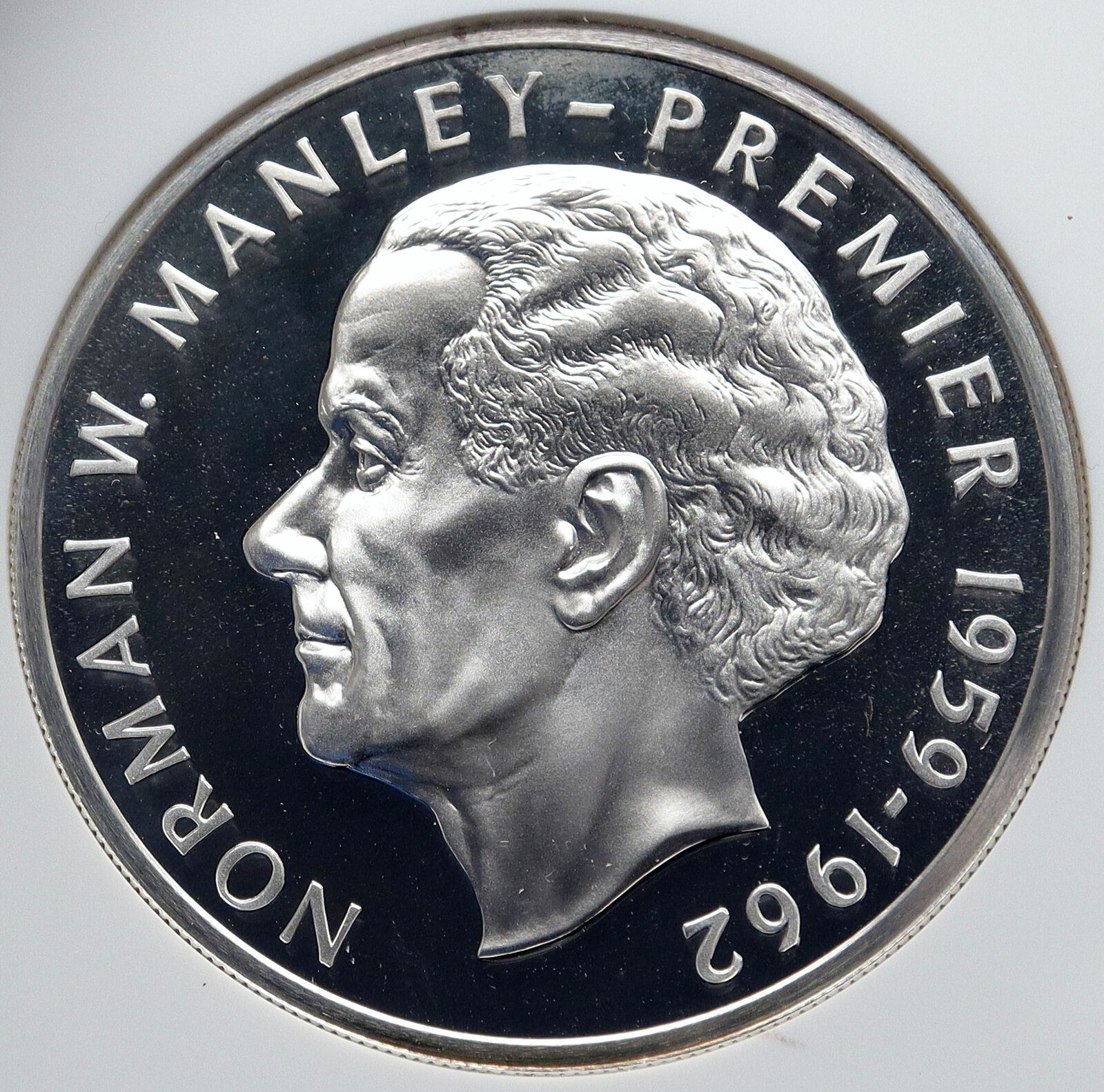 1975 JAMAICA HUGE Premier Norman W. Manley OLD Proof Silver $5 Coin NGC i85803