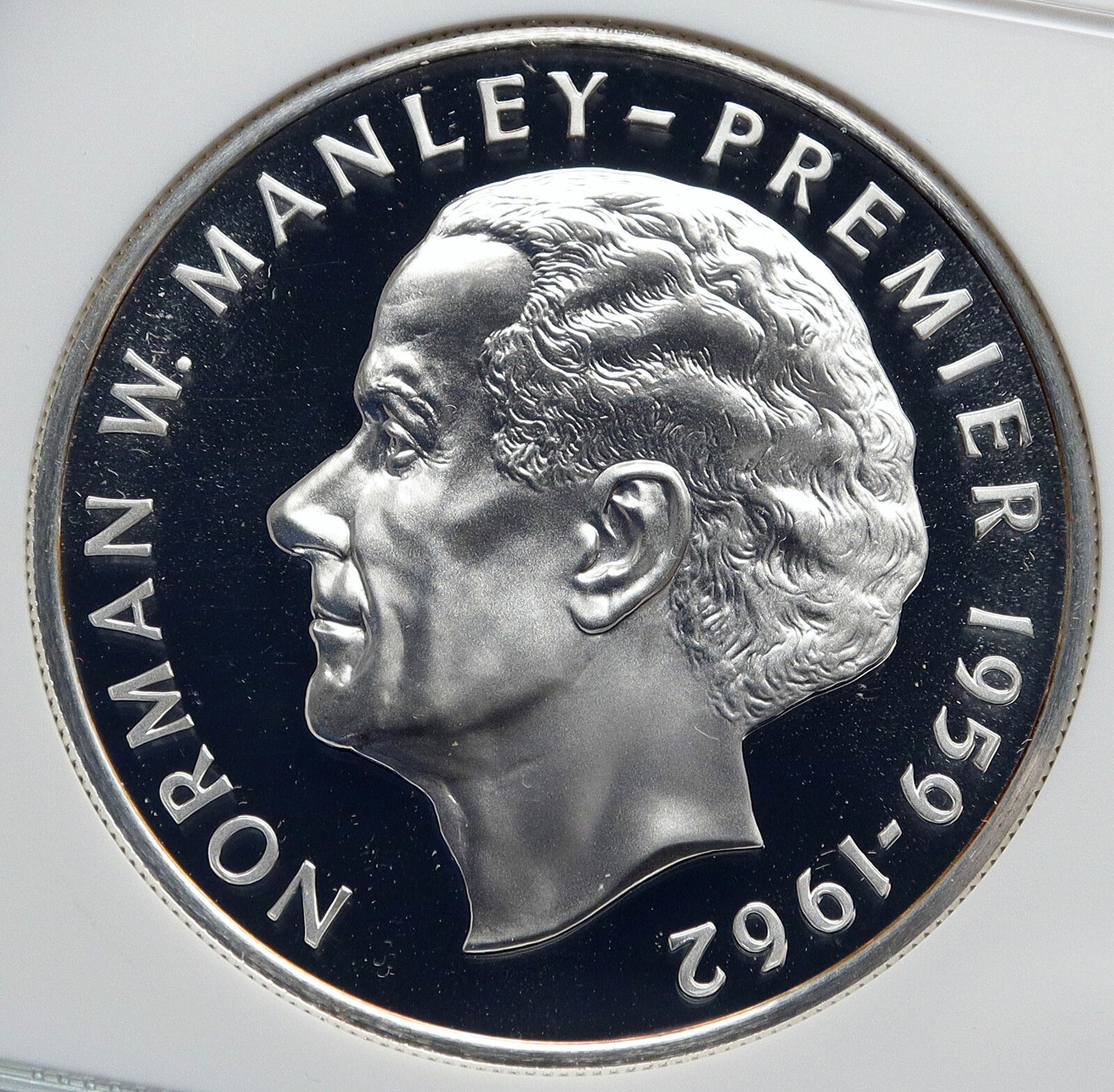 1976 JAMAICA HUGE Premier Norman W. Manley OLD Proof Silver $5 Coin NGC i85978