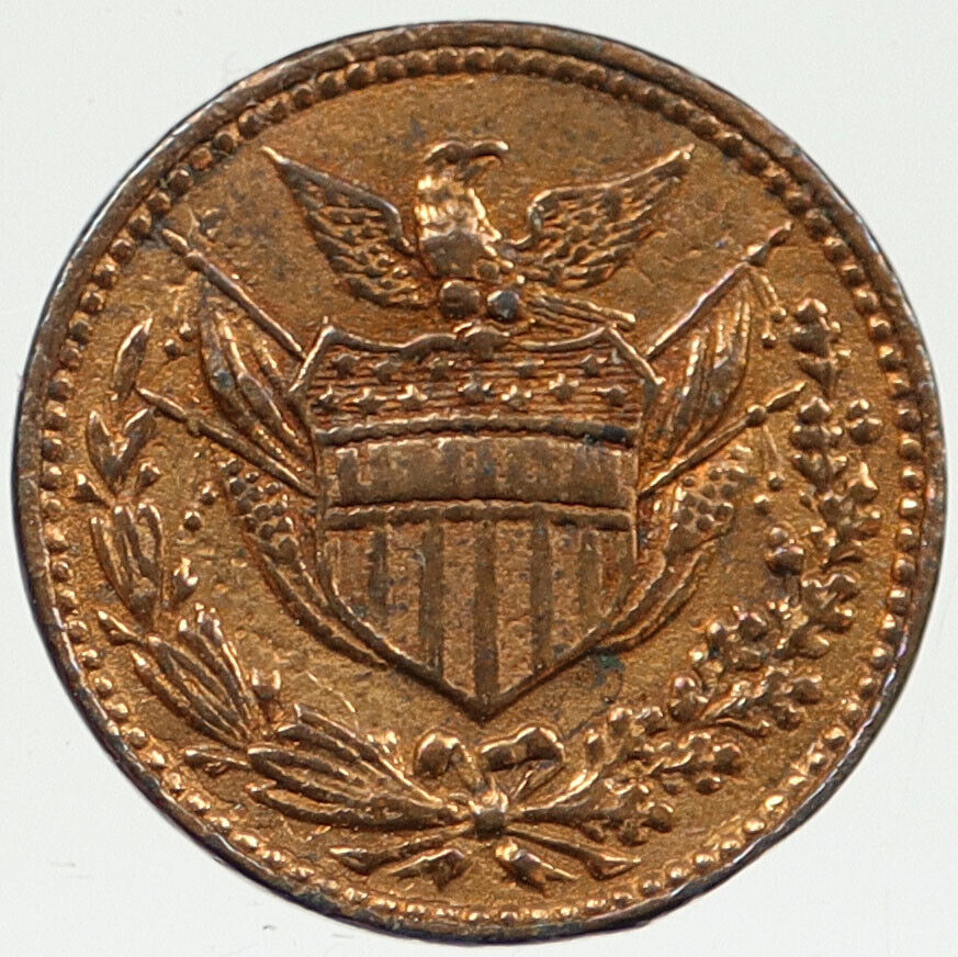 1863 United States CIVIL WAR PATRIOTIC Token FLAG Medal Not 1 Cent Coin i120275
