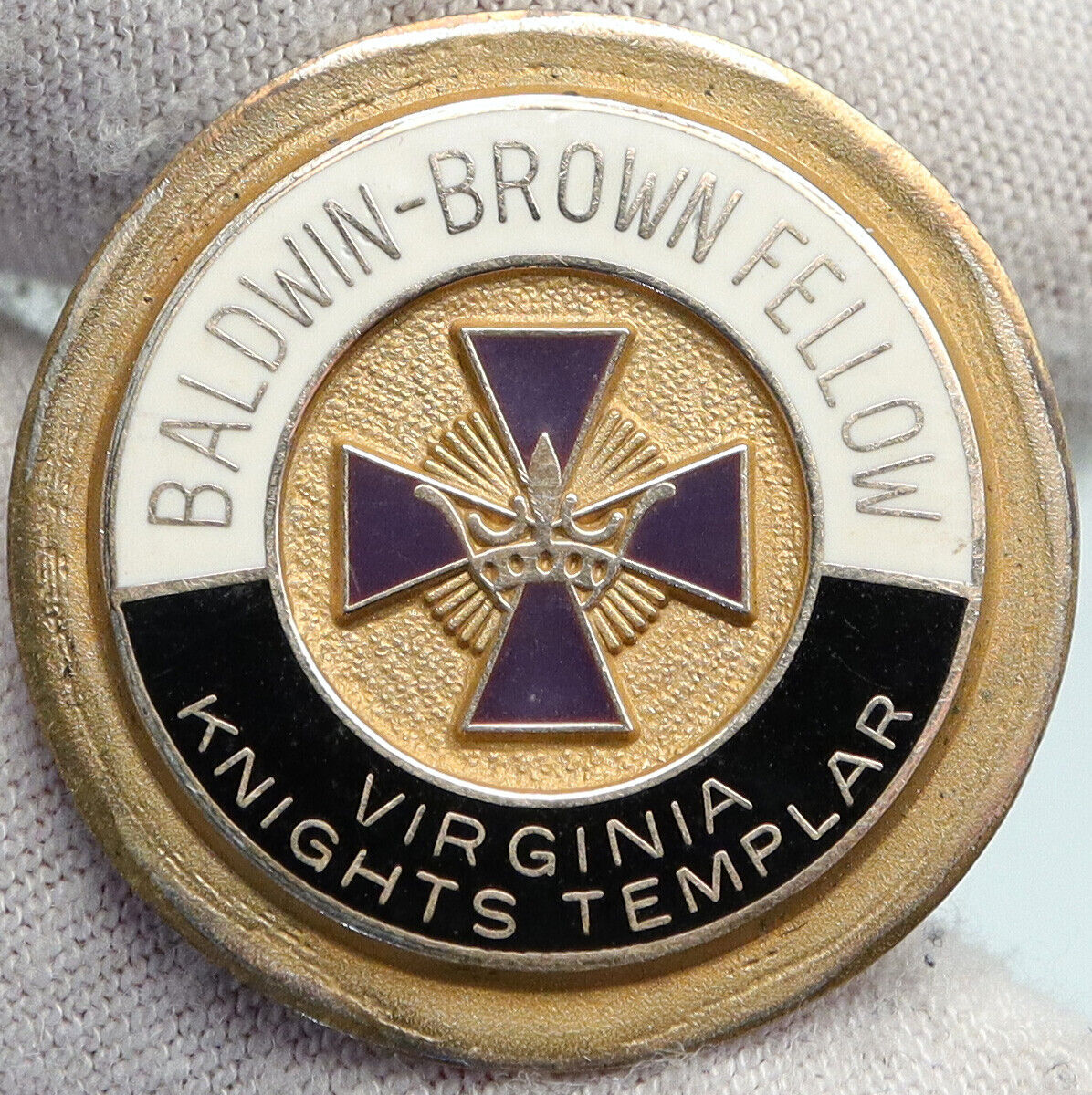 USA FREEMASON VIRGINIA Baldwin-Brown KNIGHTS TEMPLAR Old York Rite Pin i90399