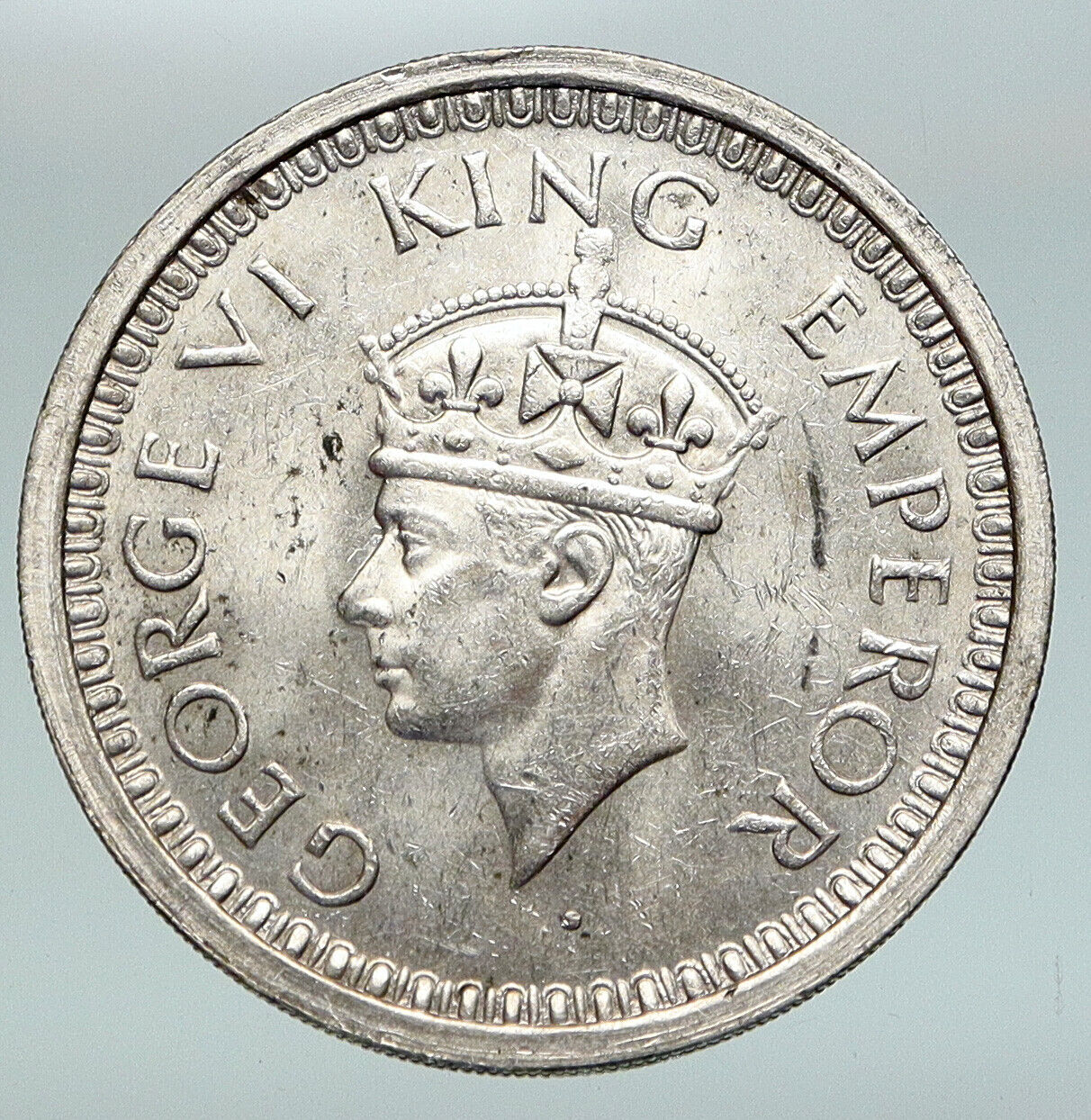 1945 B United Kingdom KING GEORGE VI British INDIA Old Silver Rupee Coin i91247