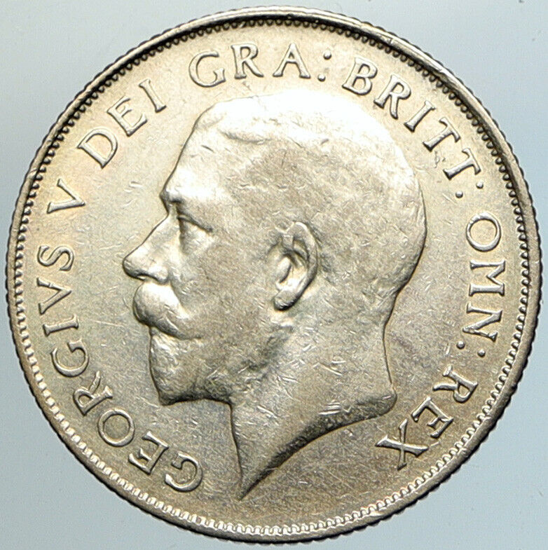 1918 GREAT BRITAIN United Kingdom UK GEORGE V Lion Silver Shilling Coin i102159