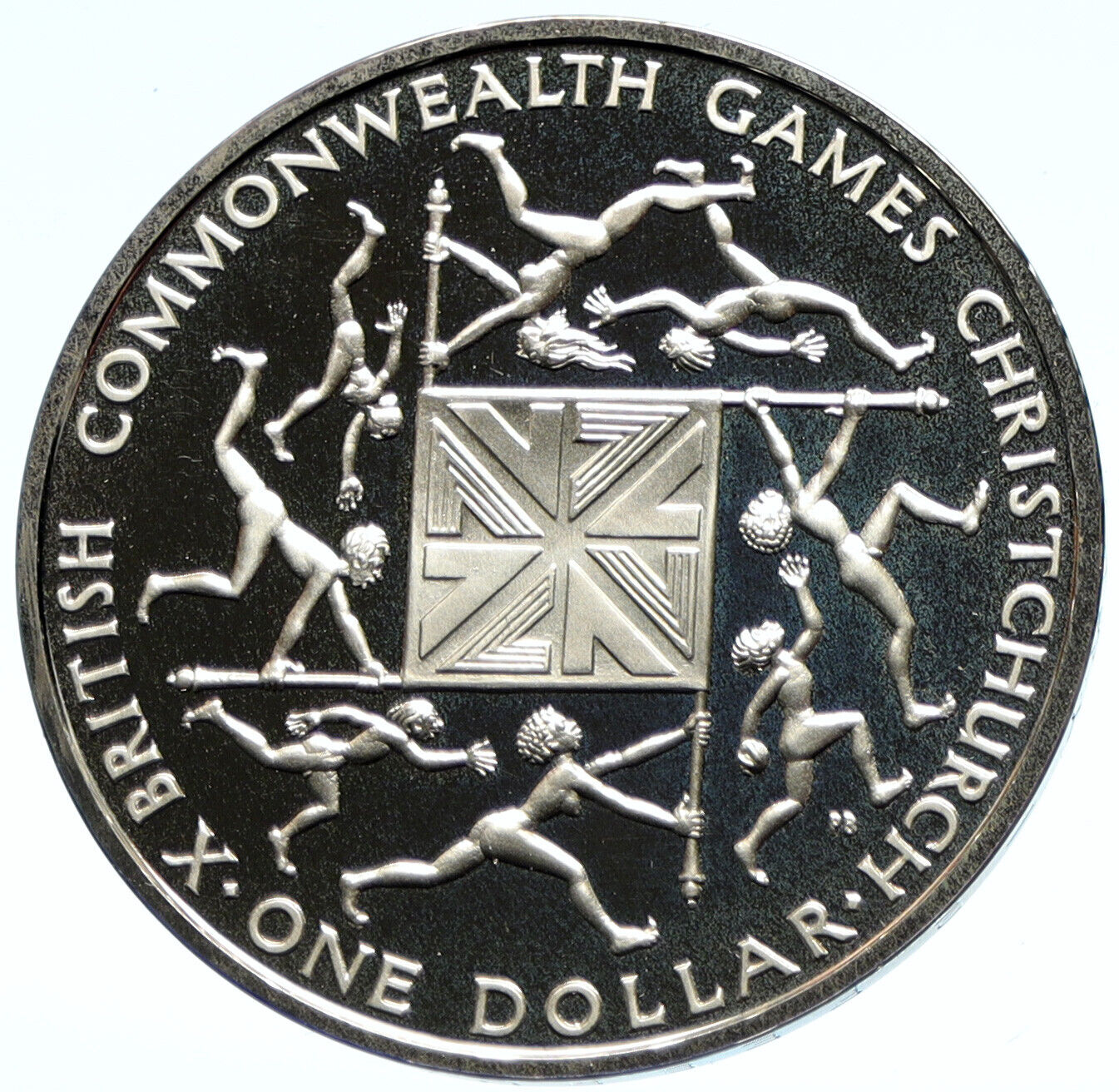 1974 NEW ZEALAND X Commonwealth Games Elizabeth II Proof Silver $1 Coin i104048