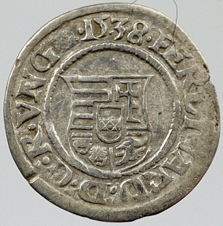 1538 HUNGARY Madonna Baby Jesus Ancient Silver Denar Coin FERDINAND I i120343