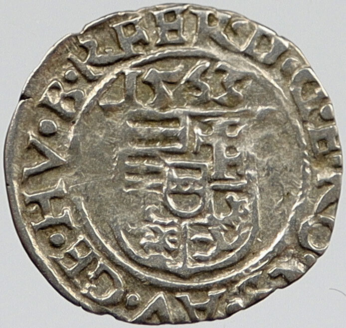 1563 HUNGARY Madonna Baby Jesus Ancient Silver Denar Coin FERDINAND I i120345