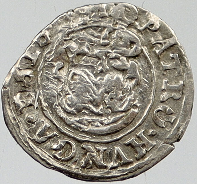 1610 KB HUNGARY King Matyas Matthias II Madonna Child Silver Denier Coin i120342