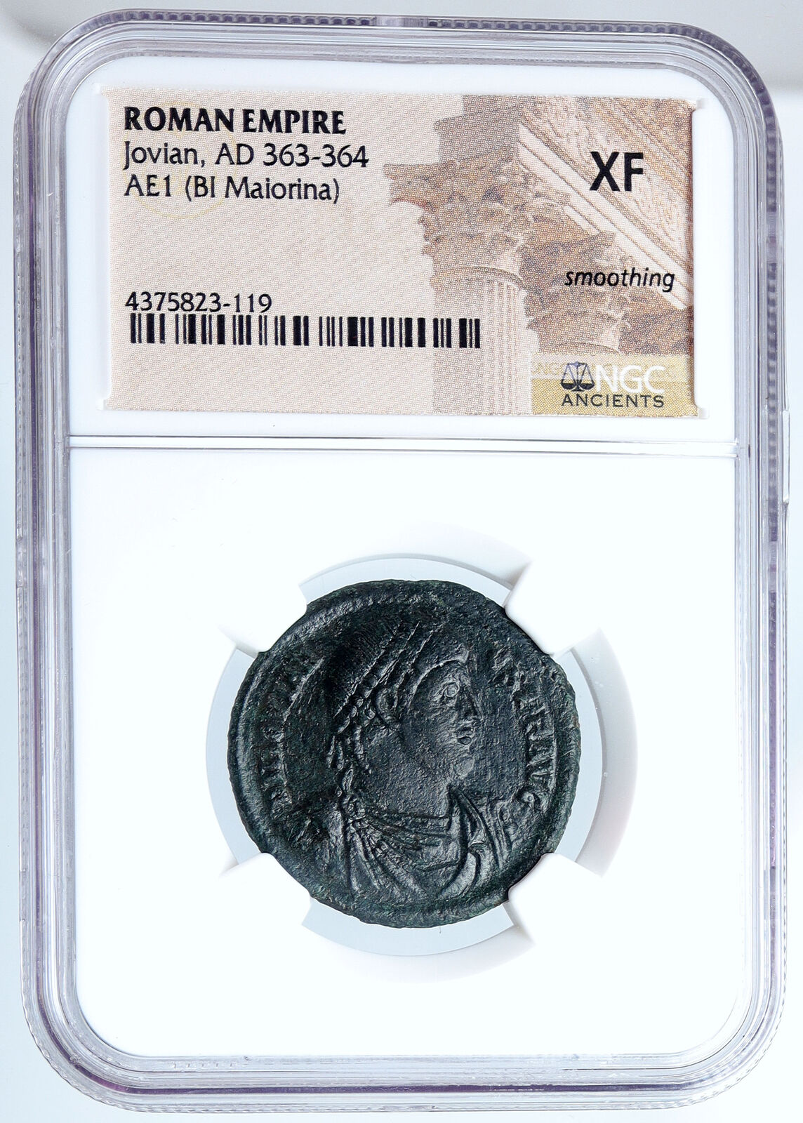 JOVIAN 363AD AE1 Large Authentic Ancient Roman Coin Chi-Rho Labarum NGC i59846