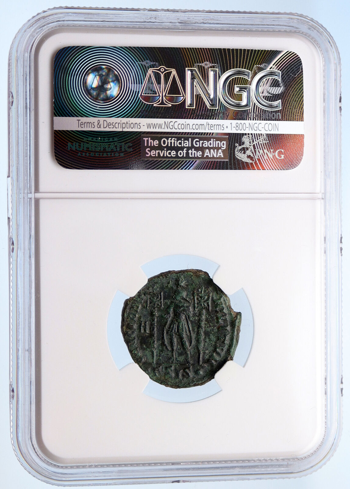 VETRANIO 350AD Rare Authentic Ancient Roman AE2 Labarum Chi-Rho Coin NGC i60213