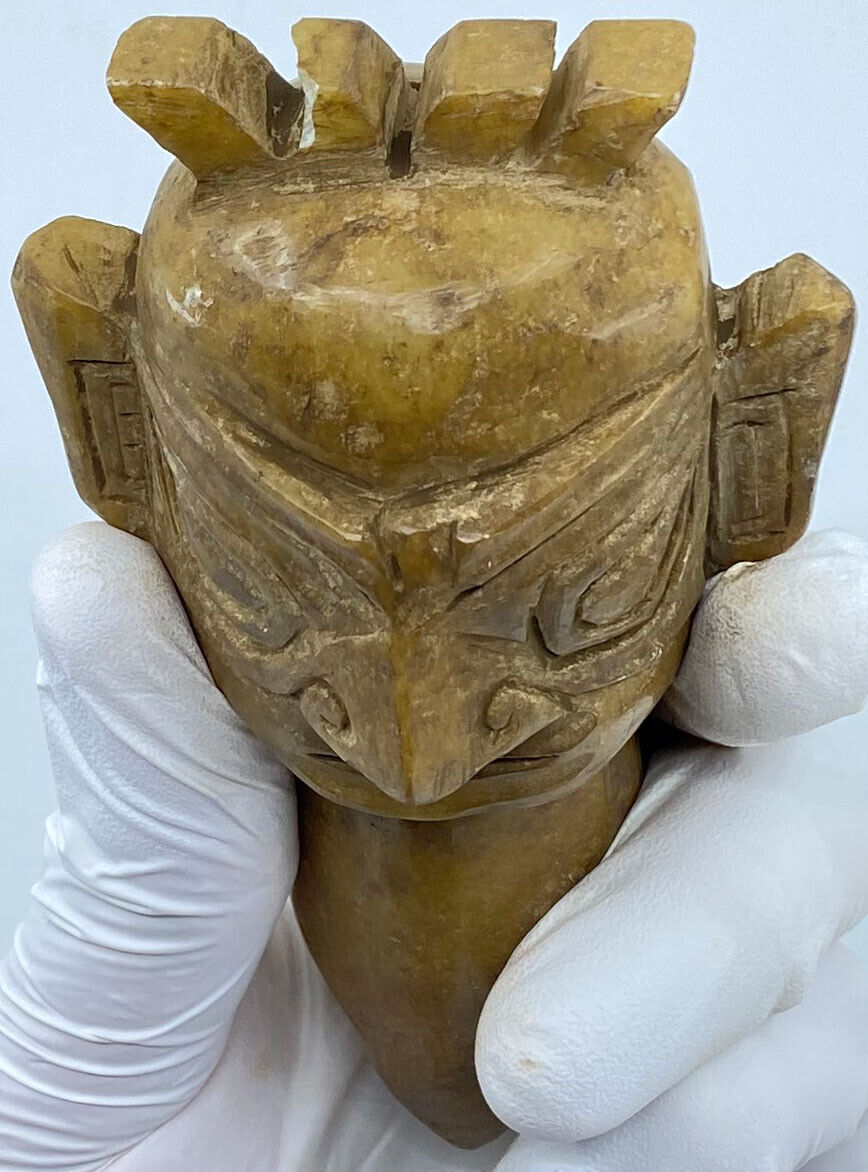 Ancient China Chinese HONGSHAN Sanxingdui JADE Head Figurine 3500-1150BC i119610