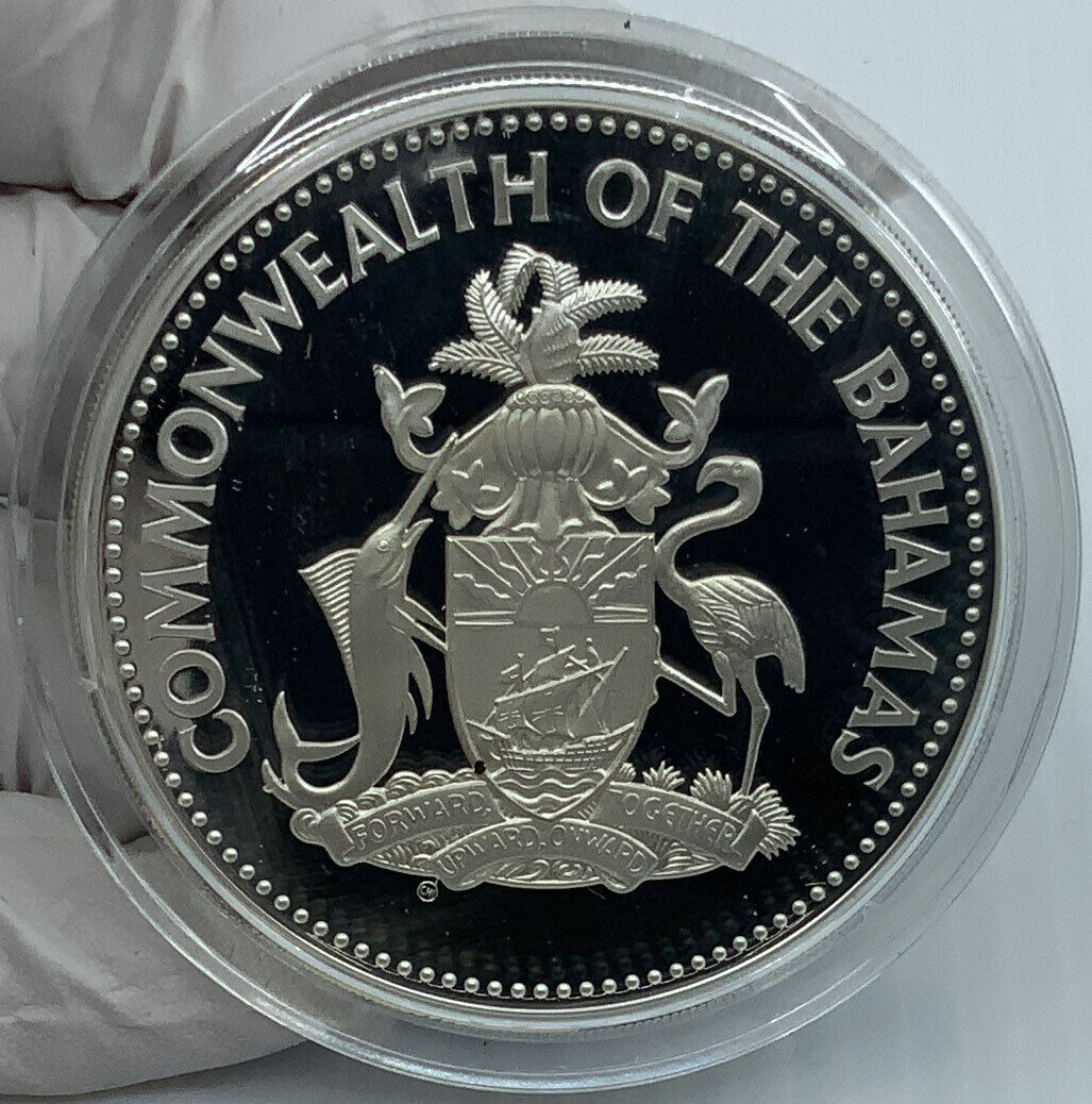 1985 The BAHAMAS Queen Elizabeth II SAN SALVADOR Proof Silver $25 Coin i114725