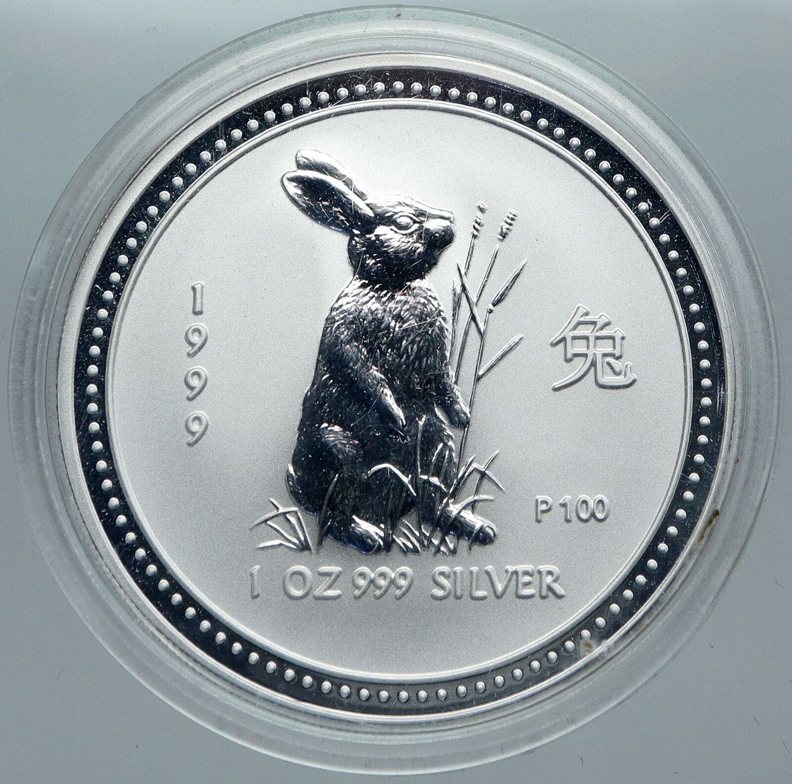 1999 AUSTRALIA Elizabeth II Chinese Zodiac Rabbits OZ Silver Dollar Coin i88766