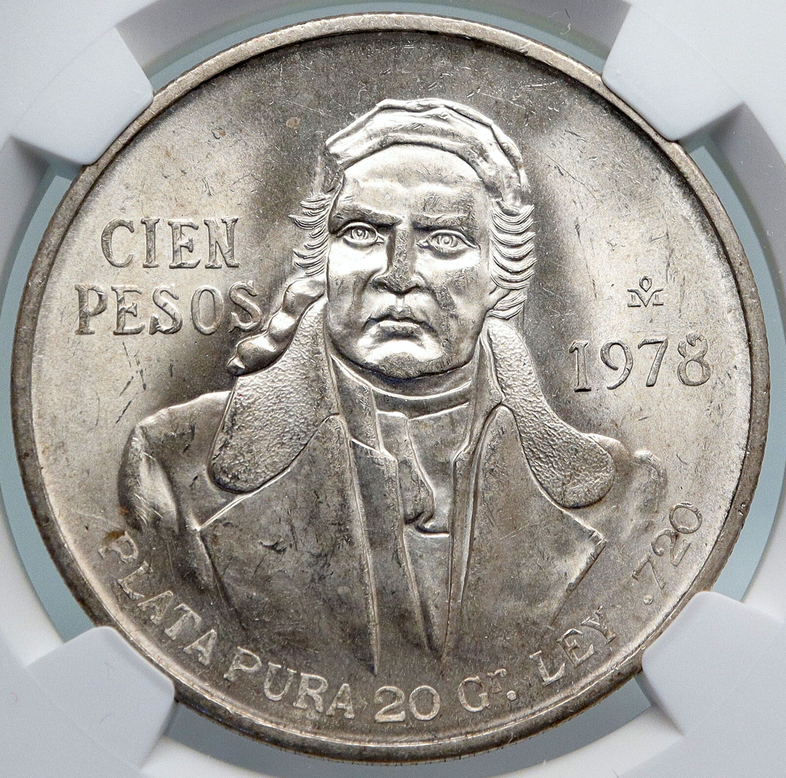 1978 Mexican Independence HERO Jose Maria Morelos Silver 100Peso Coin NGC i89323