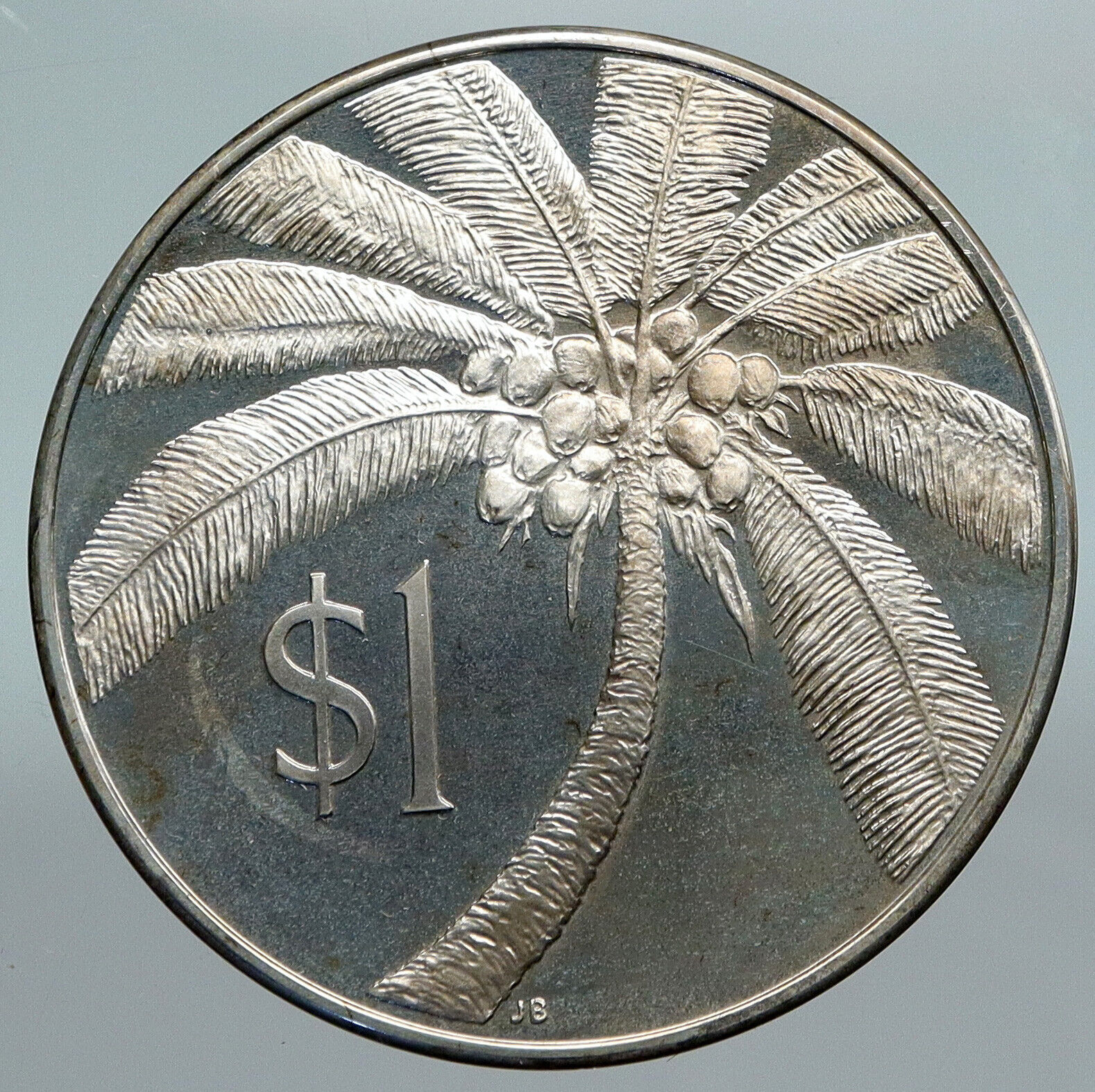 1974 SAMOA UK British Tanumafili II Palm VINTAGE OLD Silver Dollar Coin i89891