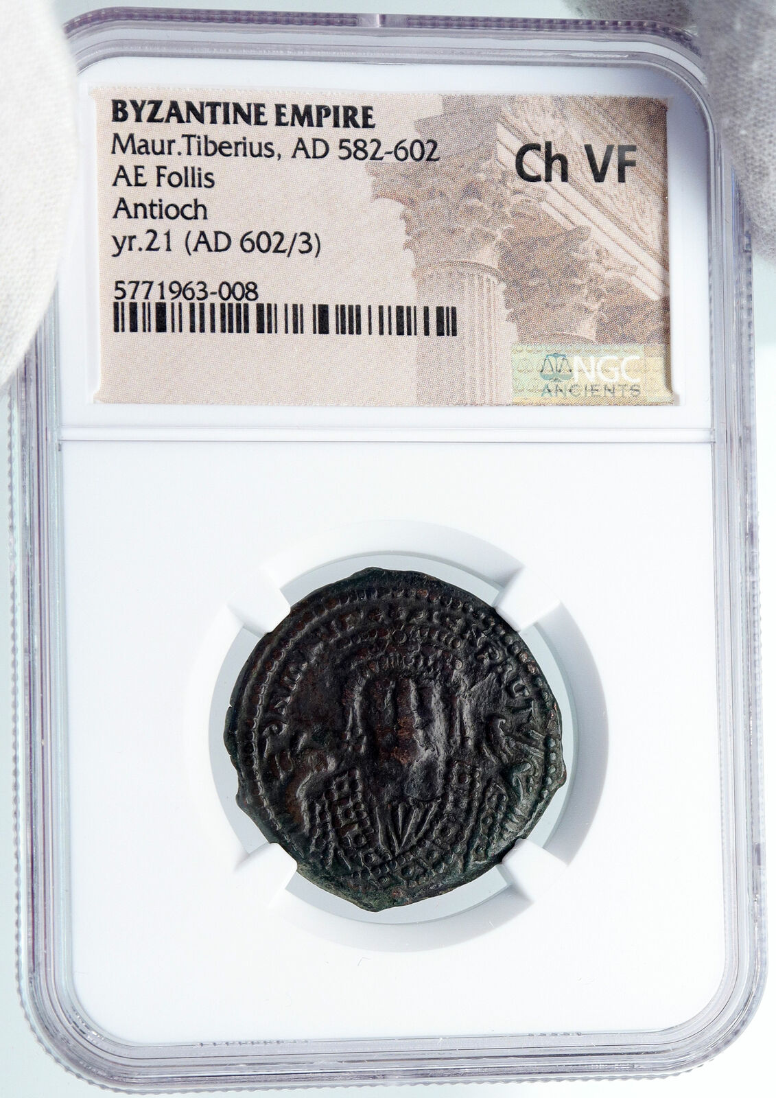 MAURICE TIBERIUS Ancient 602/3AD Byzantine Antioch Old Follis NGC Coin i89155