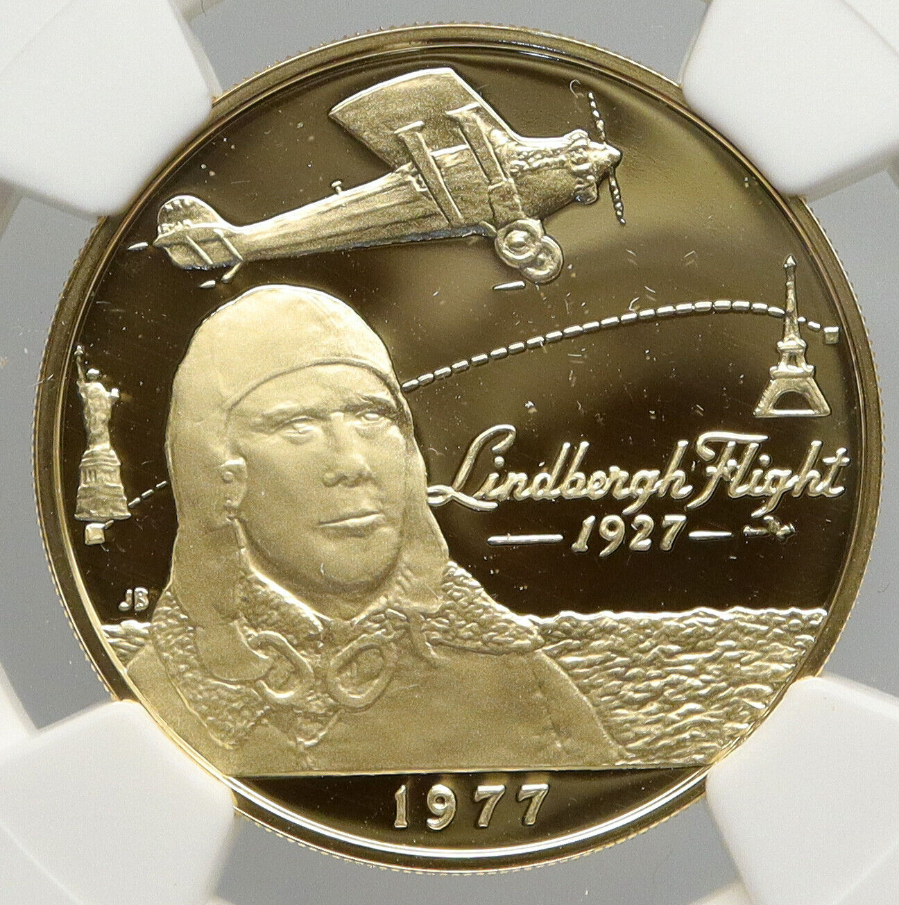 1977 SAMOA Chief Tanumafili II LINDBERFLIGHT Proof Gold 100 Tala Coin NGC i92474