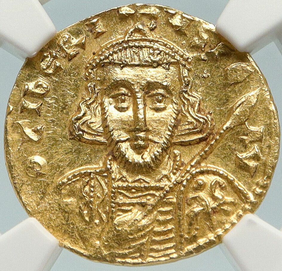 TIBERIUS III Apismar 698AD Ancient GOLD Byzantine Solidus Coin NGC MS i84779