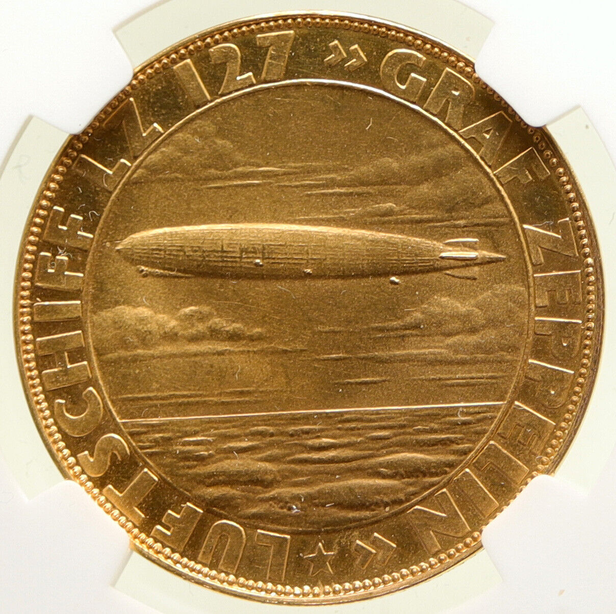 1928 GERMANY Weimar Republic HUGO ECKENER of ZEPPELIN Gold Medal NGC i95018