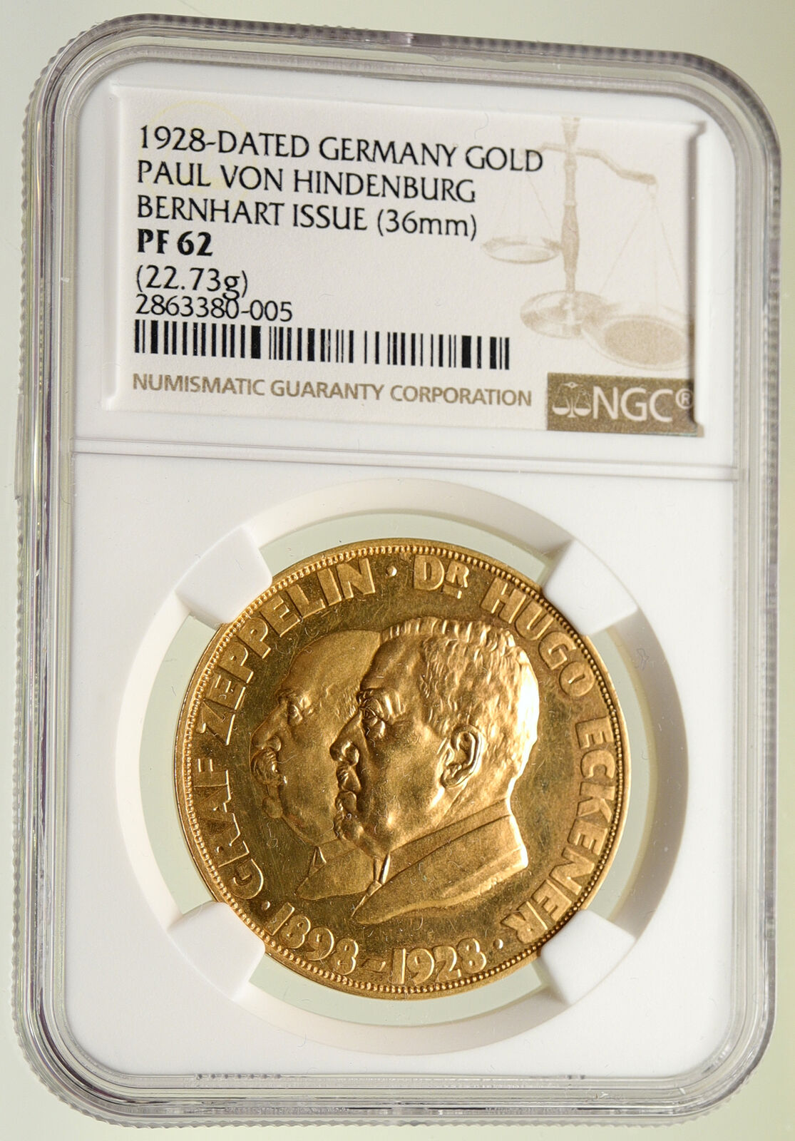 1928 GERMANY Weimar Republic HUGO ECKENER of ZEPPELIN Gold Medal NGC i95018