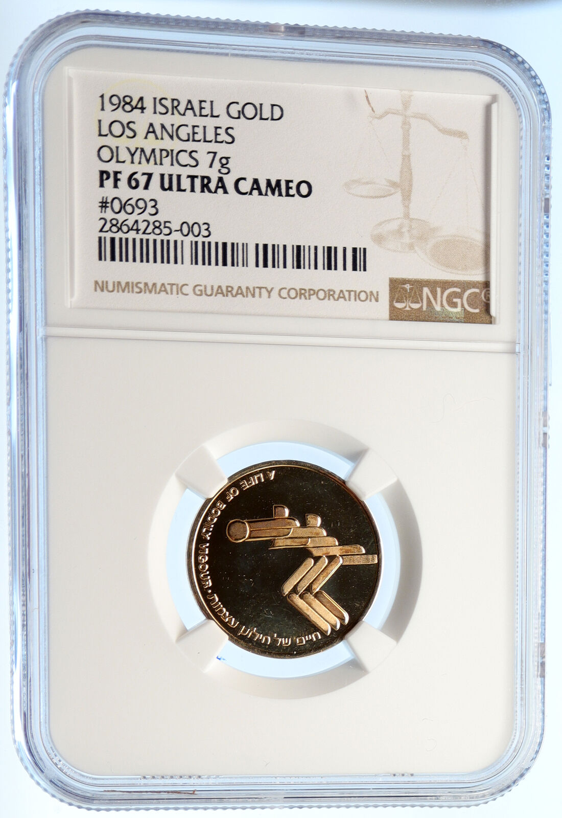 1984 ISRAEL Los Angeles OLYMPICS Vintage ATHLETES Proof Gold Medal NGC i95620