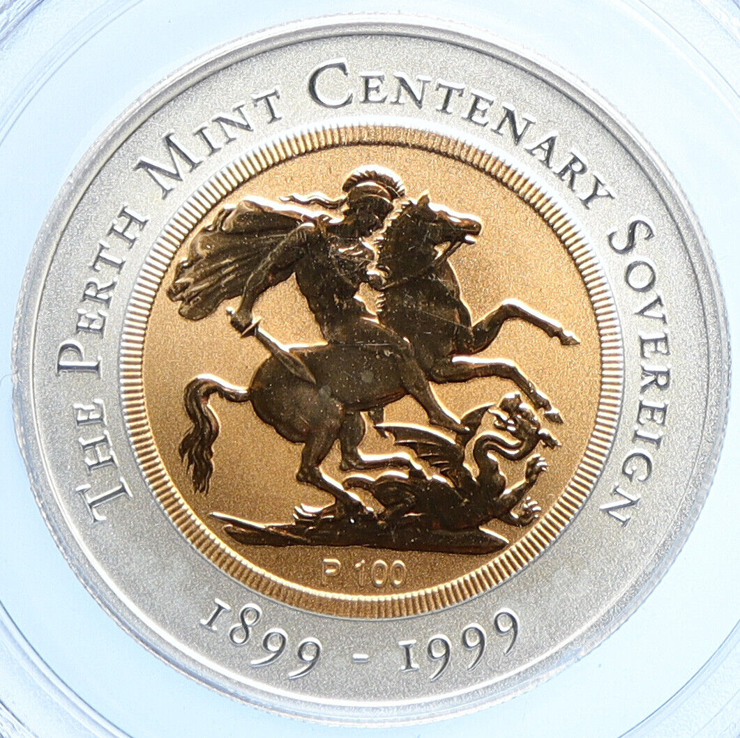 1999 AUSTRALIA Sovereign PERTH MINT 100 YRS OLD Gold Dollar Coin PCGS i109881