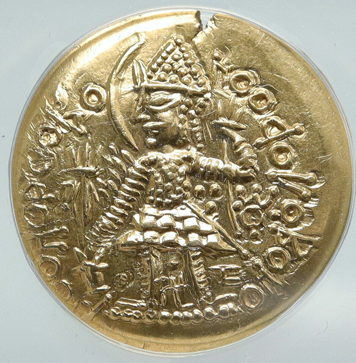 INDIA Kushano-Sassanian VASUDEVA GOLD Dinar Indian Coin SIVA ANACS i87187