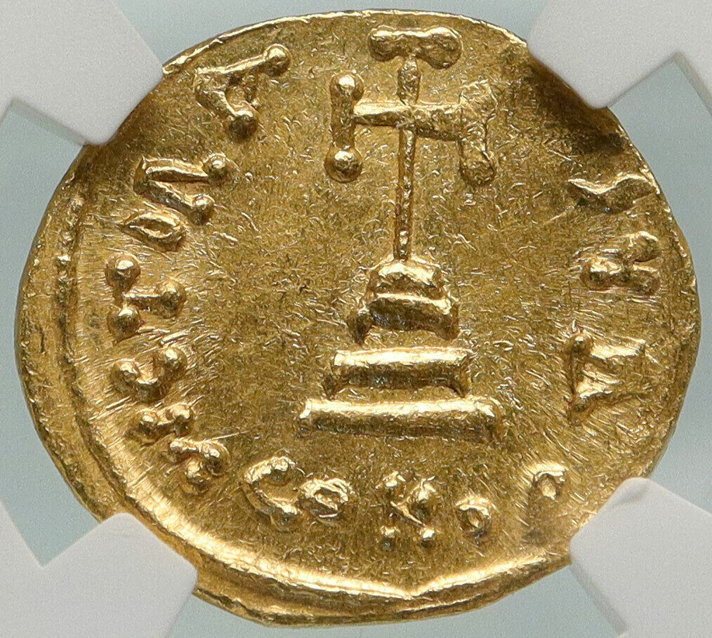 JUSTINIAN II Genuine Ancient 686AD GOLD Byzantine Solidus Coin CROSS NGC i84934