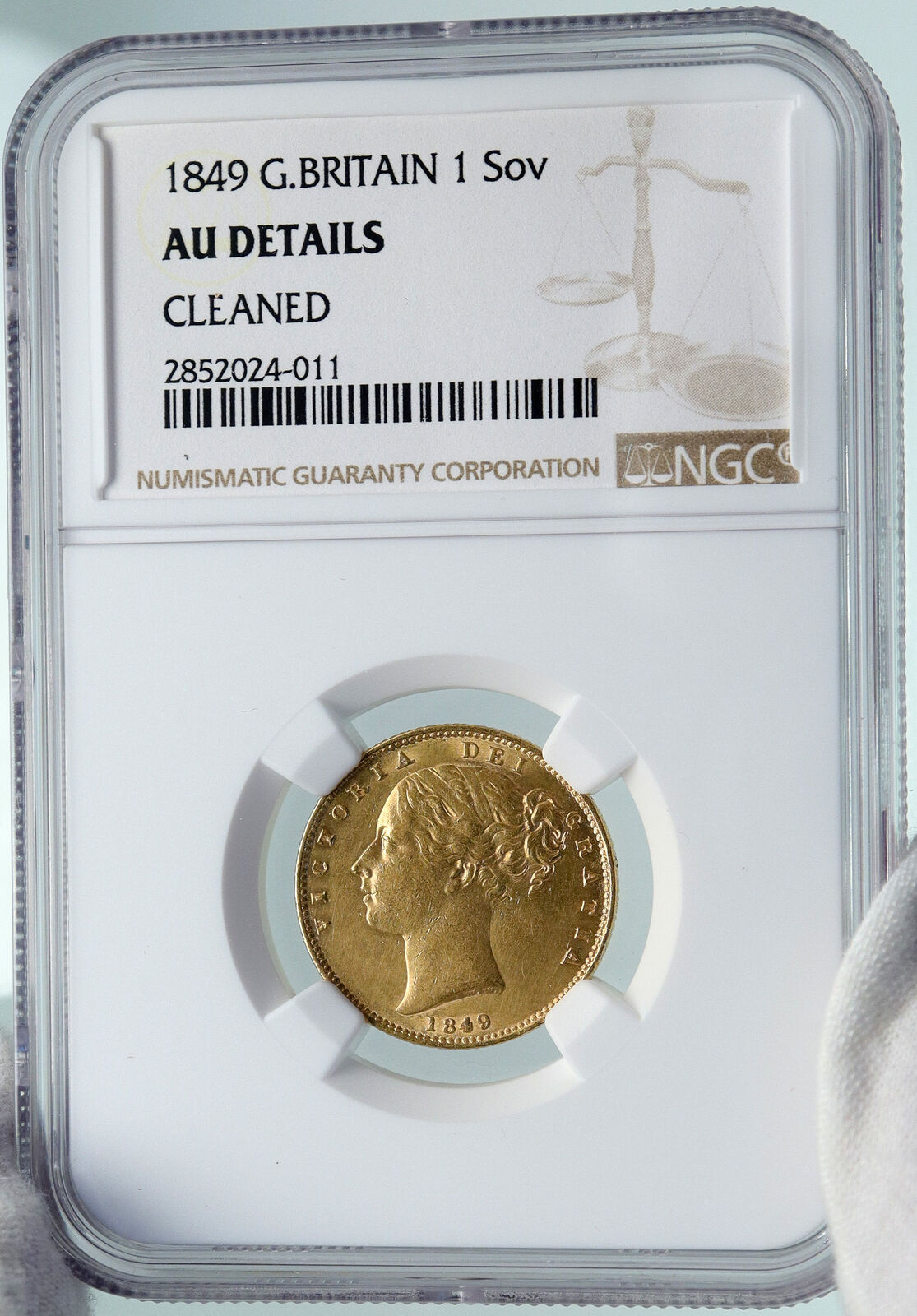 1849 GREAT BRITAIN Antique OLD UK Queen Victoria Gold Sovereign Coin NGC i87385