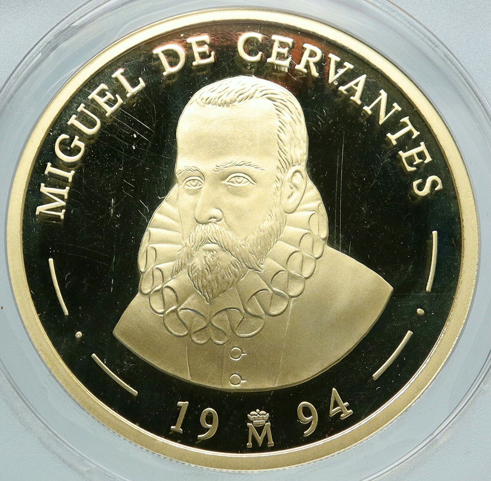 1994 SPAIN Miguel De Cervantes Vintage OLD Gold 100 Euro Token Coin ANACS i87393