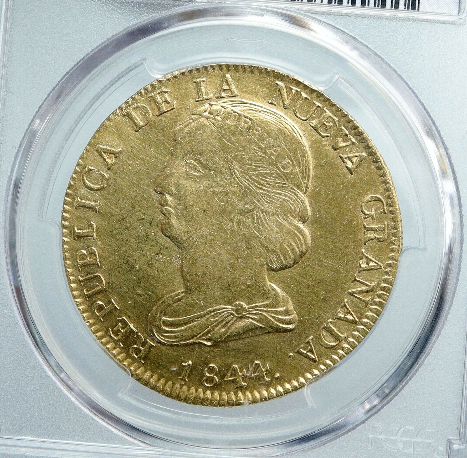 1844 UM COLOMBIA Liberty & Eagle Shield ANTIQUE Gold 16 Pesos PCGS Coin i89056