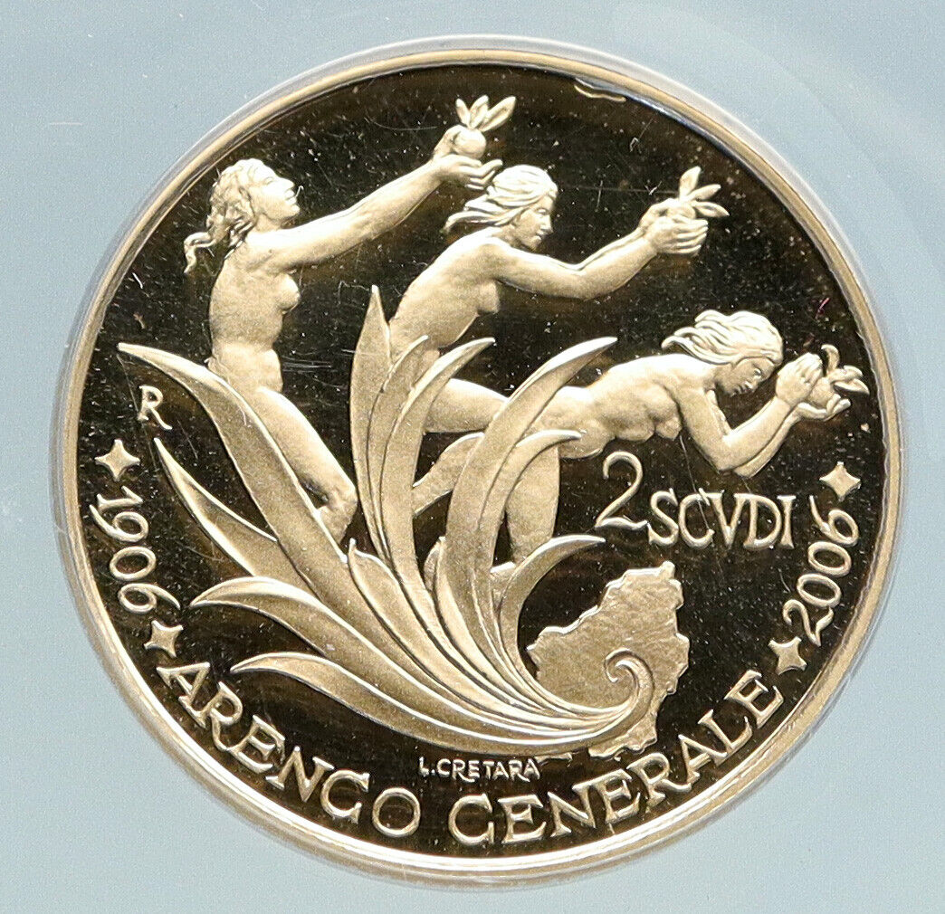 2006 R SAN MARINO Italy GENERAL ARGENO Vintage Gold 2 Scudi Coin ANACS i89504