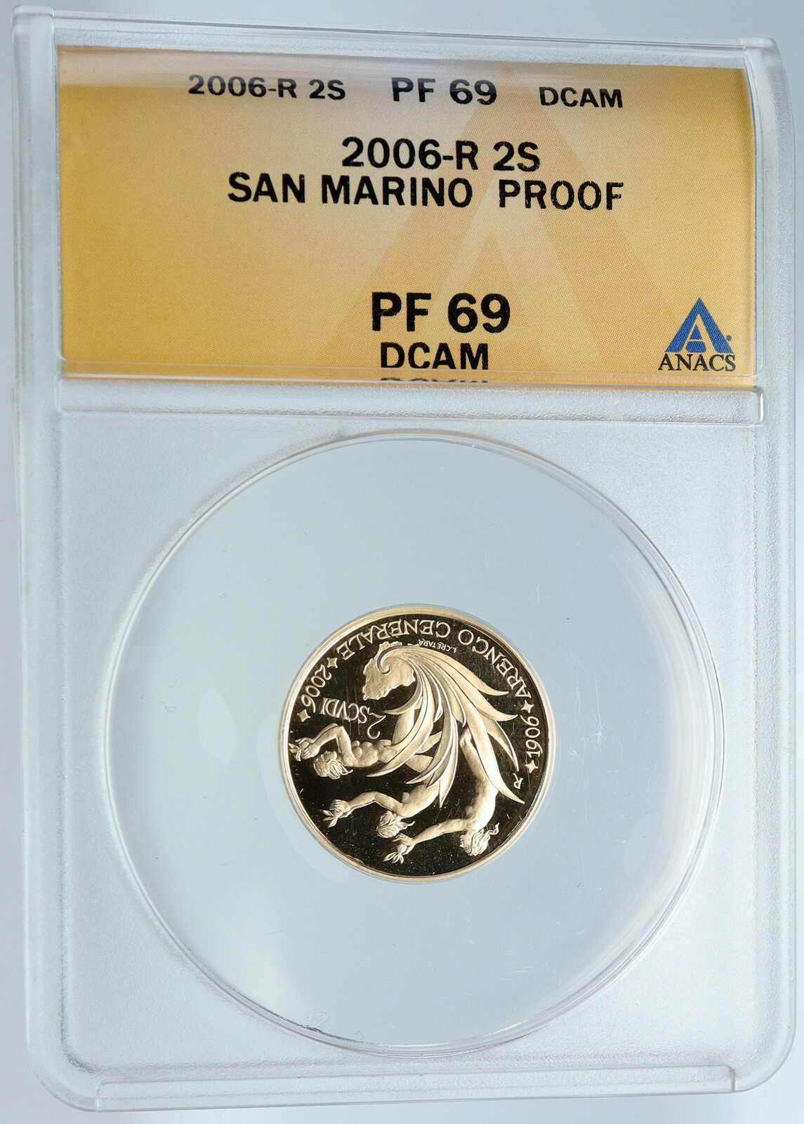 2006 R SAN MARINO Italy GENERAL ARGENO Vintage Gold 2 Scudi Coin ANACS i89504