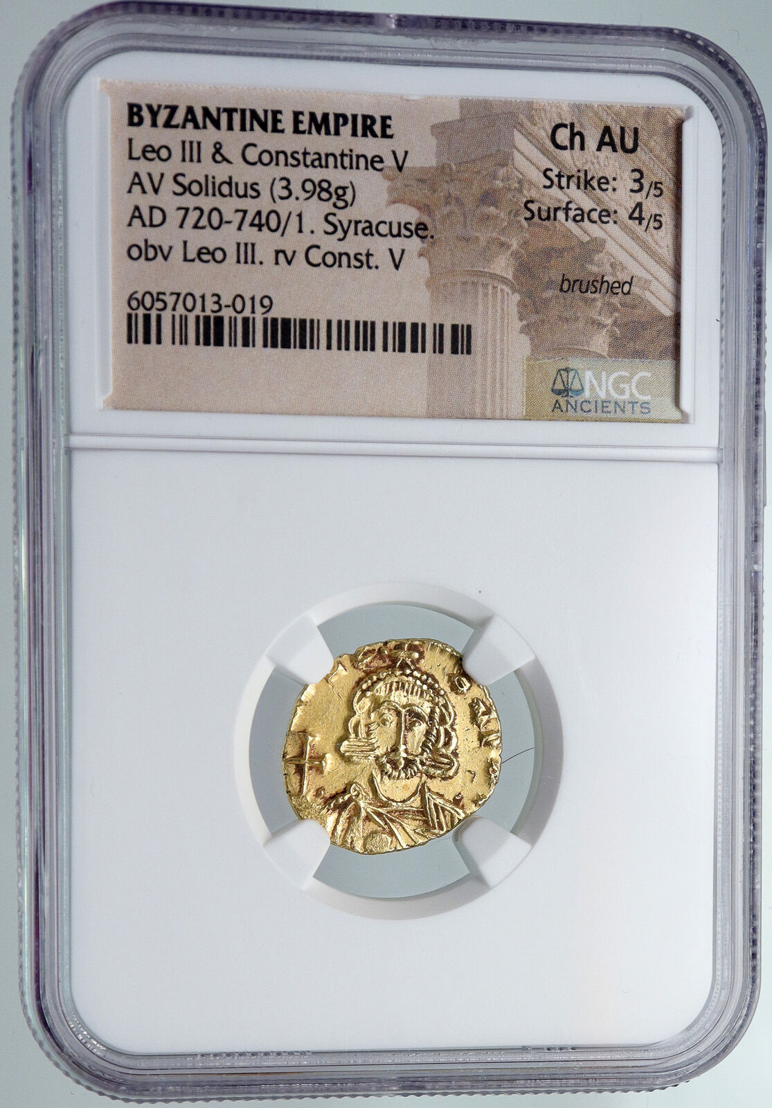 BYZANTINE Constantine V & Leo III ISAURIAN Syracuse Ancient Gold Coin NGC i91311