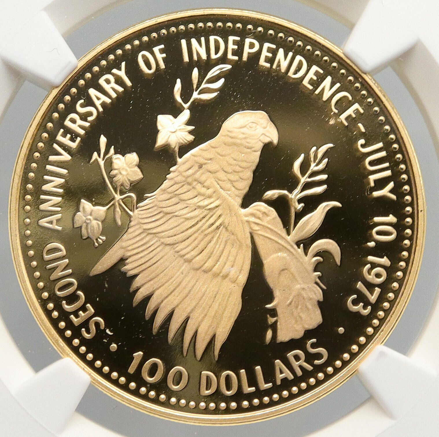 1975 BAHAMAS UK Queen Elizabeth II INDEPENDENCE Proof Gold $100 Coin NGC i92472