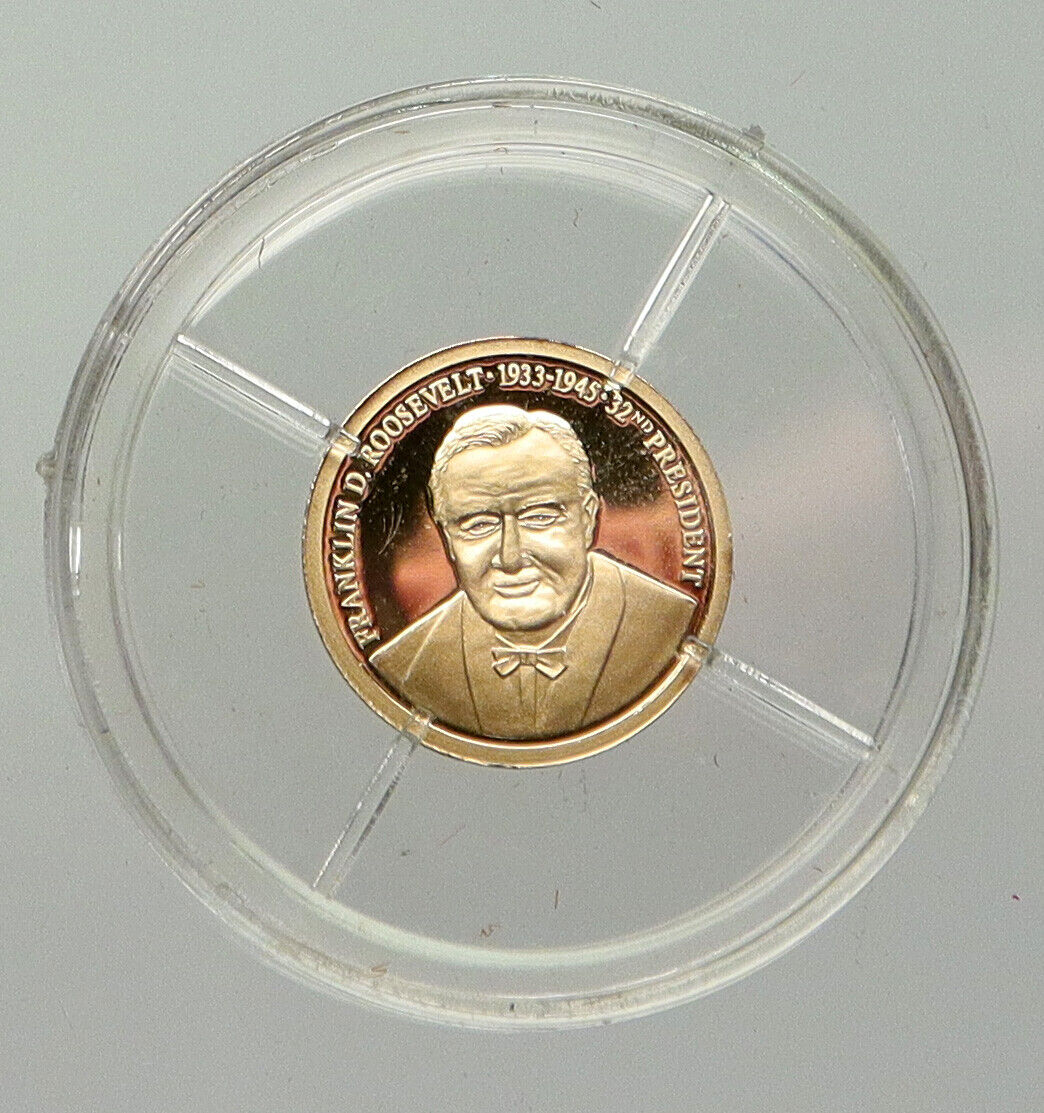 USA President Franklin Delano Roosevelt FDR Vintage Proof Gold Medal Coin i93041