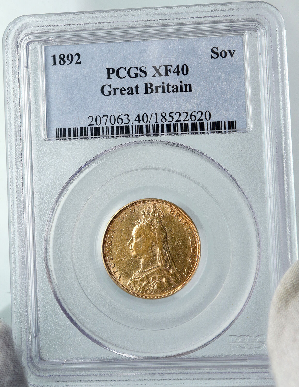 1892 GREAT BRITAIN Antique UK Queen Victoria OLD Gold Sovereign Coin PCGS i90686