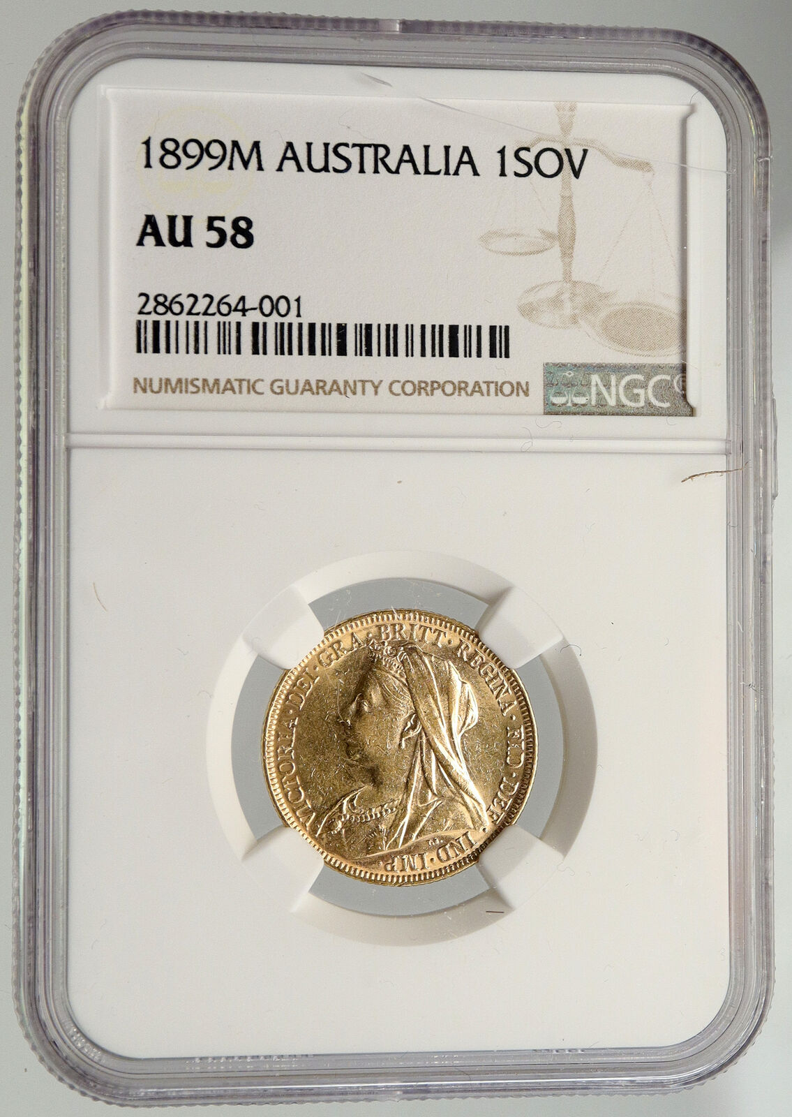 1899 AUSTRALIA UK QUEEN VICTORIA Old Saint George Gold Sovereign Coin NGC i94021