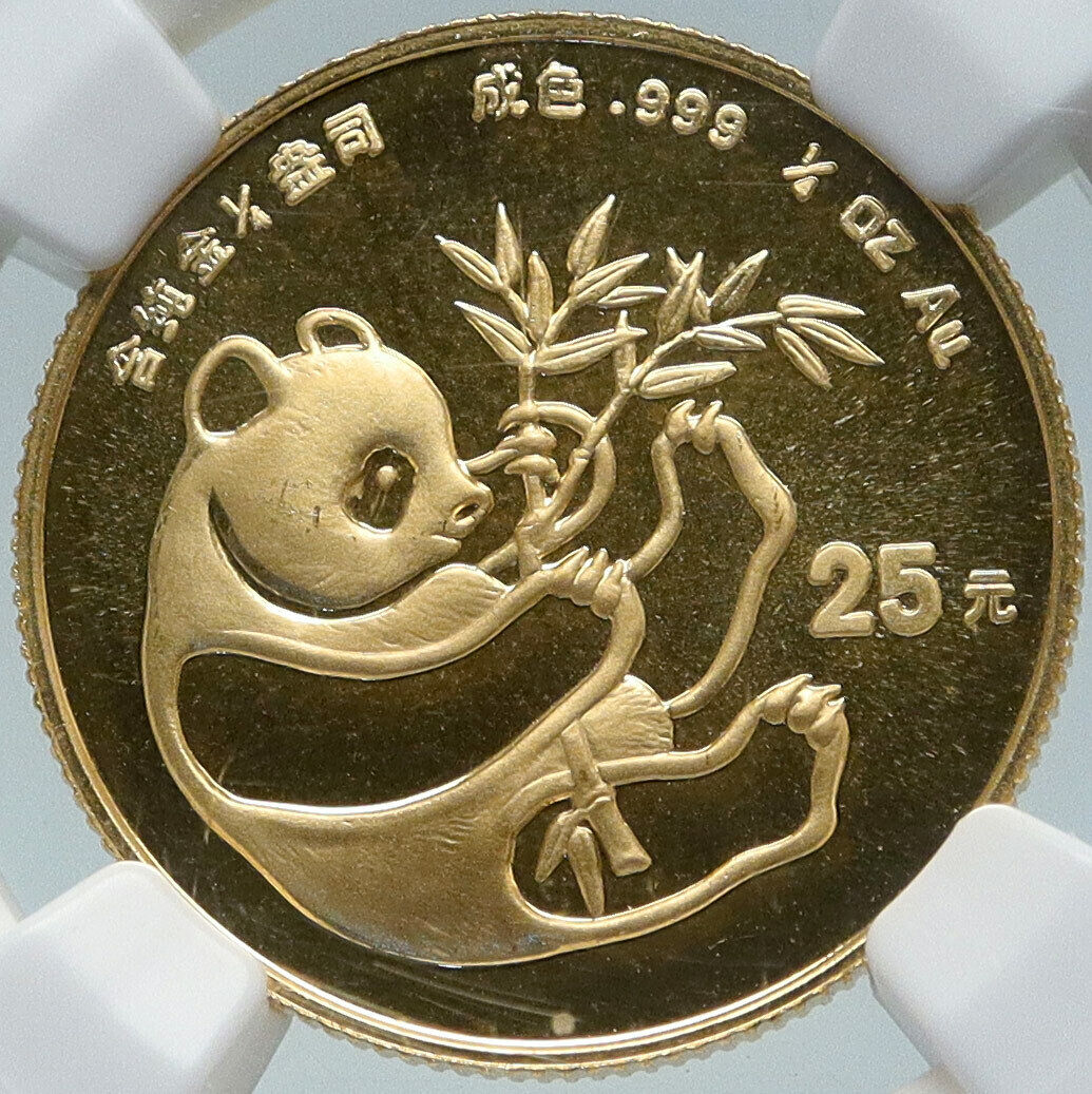 1984 CHINA PANDA Bamboo TEMPLE of HEAVEN Gold 25 Yuan Chinese Coin NGC i87144