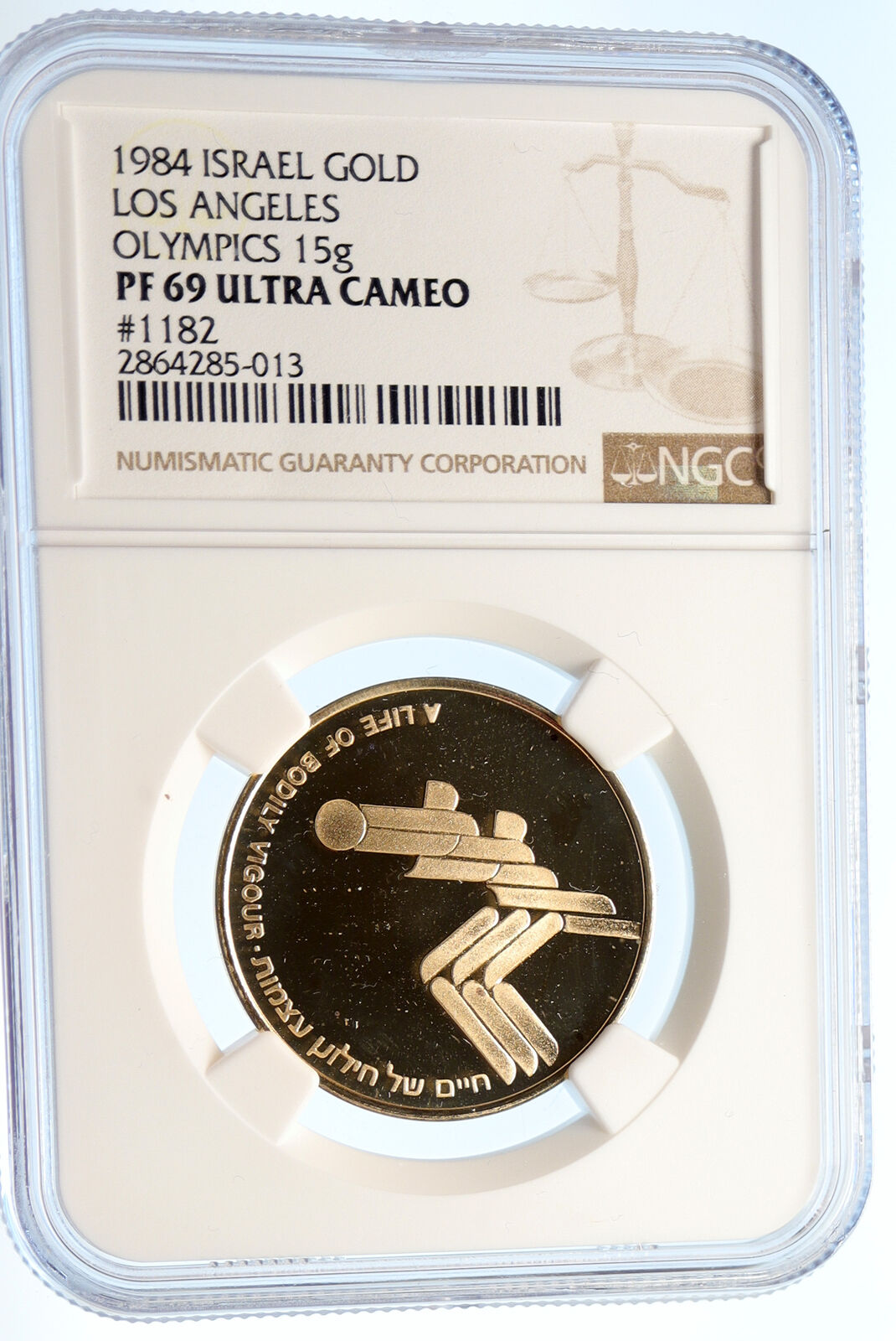 1984 ISRAEL Los Angeles OLYMPICS Vintage ATHLETES Proof Gold Medal NGC i95630