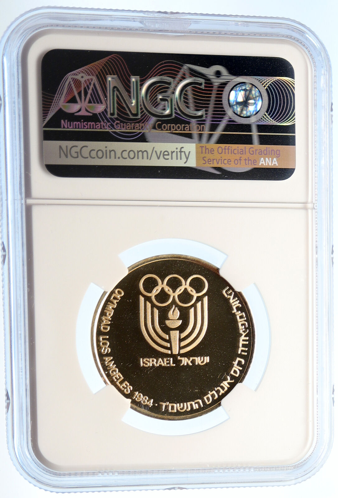 1984 ISRAEL Los Angeles OLYMPICS Vintage ATHLETES Proof Gold Medal NGC i95630