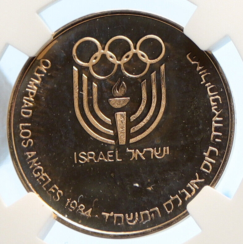 1984 ISRAEL Los Angeles OLYMPICS Vintage ATHLETES Proof Gold Medal NGC i95626