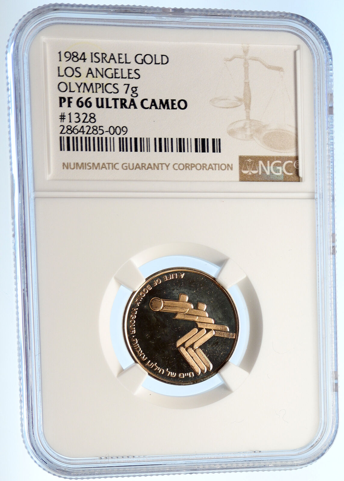 1984 ISRAEL Los Angeles OLYMPICS Vintage ATHLETES Proof Gold Medal NGC i95626