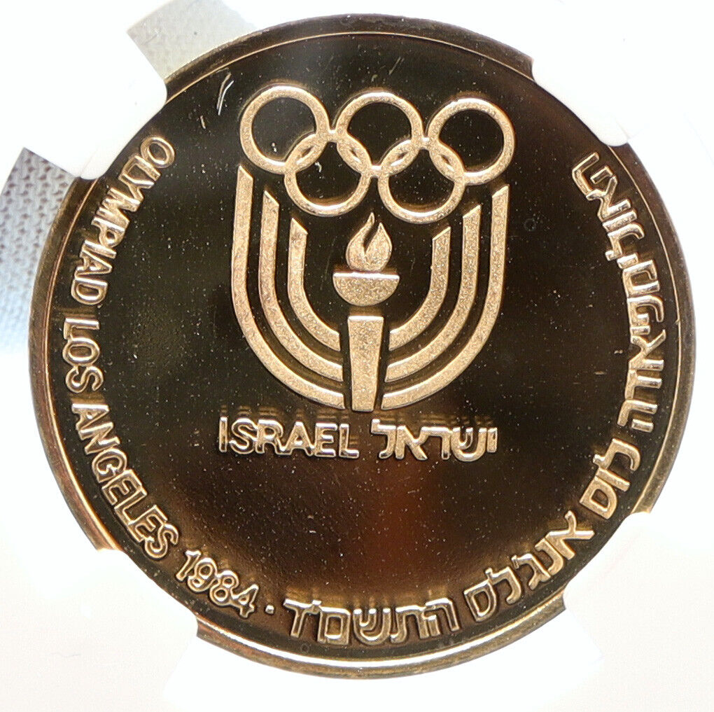 1984 ISRAEL Los Angeles OLYMPICS Vintage ATHLETES Proof Gold Medal NGC i95629