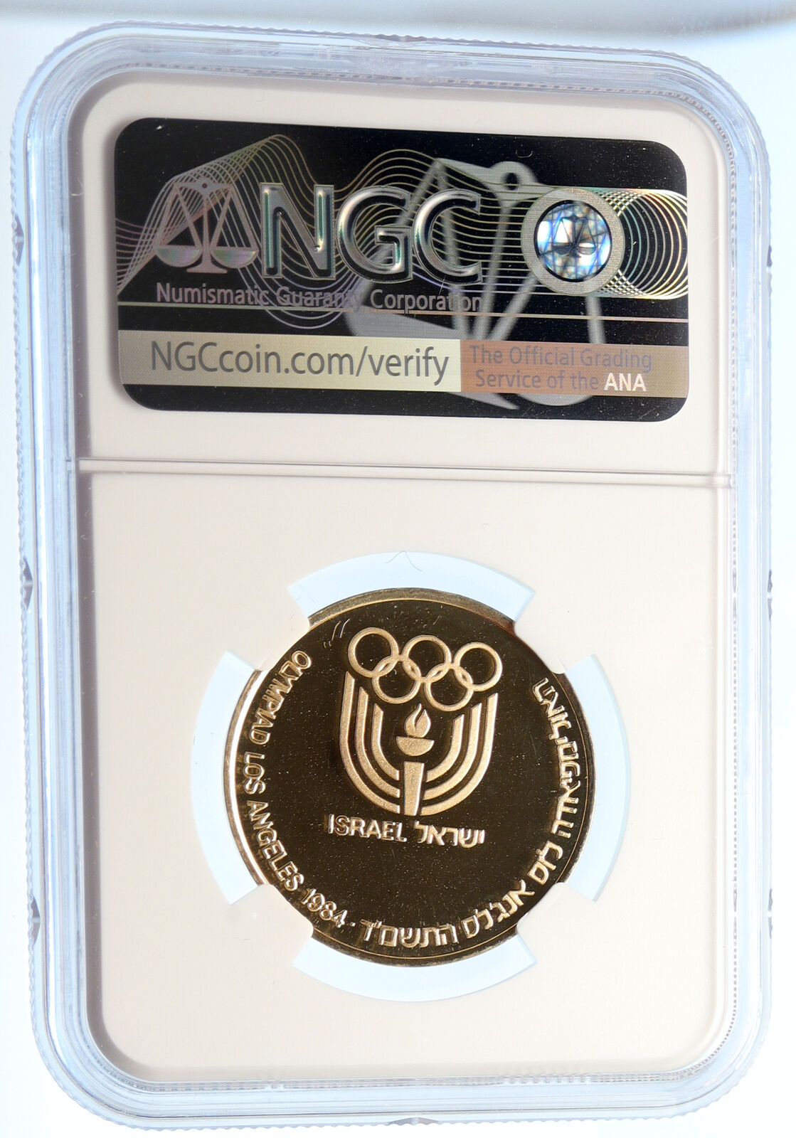 1984 ISRAEL Los Angeles OLYMPICS Vintage ATHLETES Proof Gold Medal NGC i95629