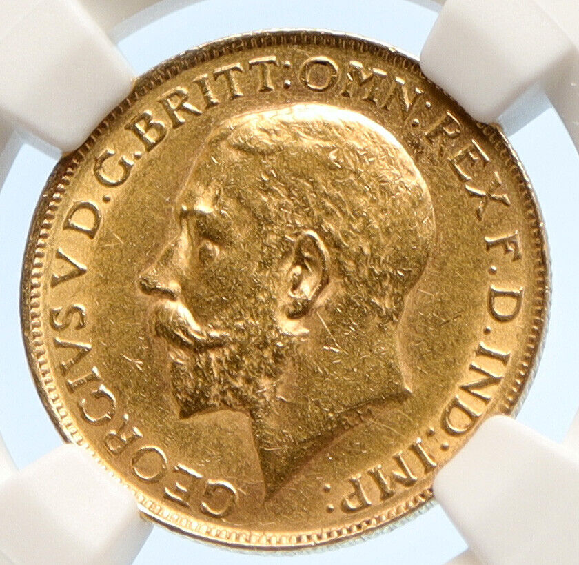 1927 SOUTH AFRICA - UK King GEORGE V Vintage OLD GOLD SOVEREIGN Coin NGC i95627