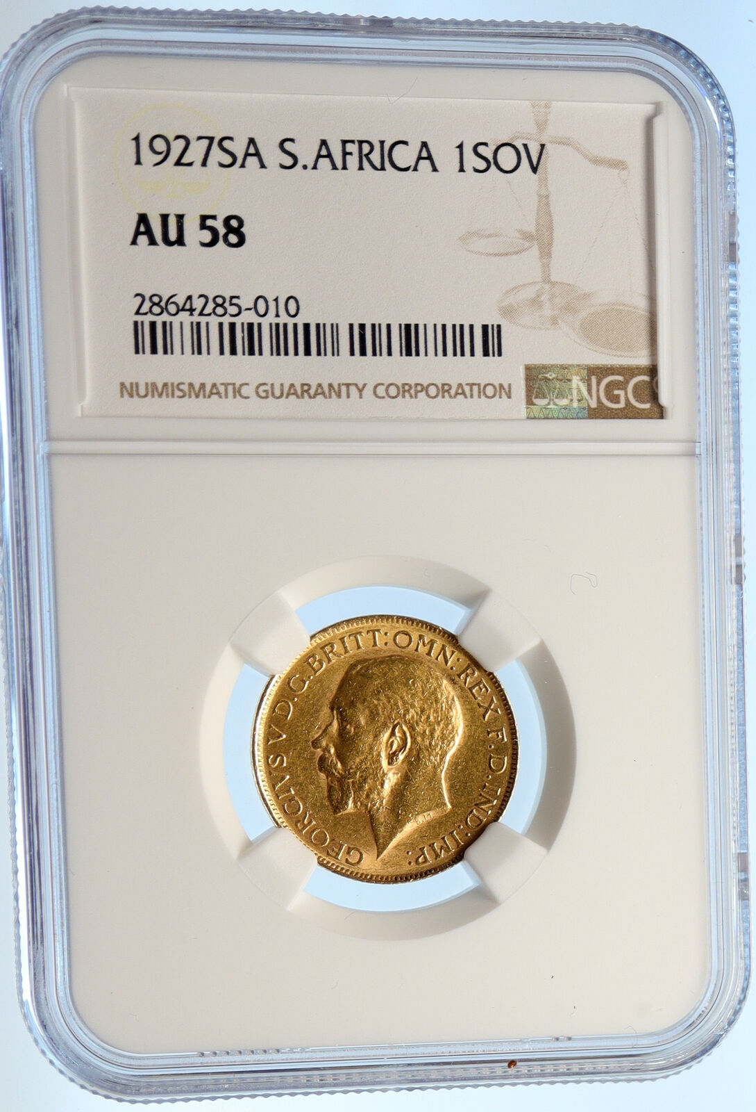 1927 SOUTH AFRICA - UK King GEORGE V Vintage OLD GOLD SOVEREIGN Coin NGC i95627